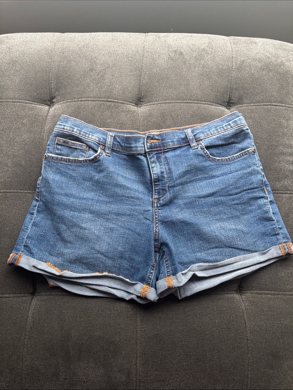 New York & Company Blue Denim Roll-Cuff Shorts